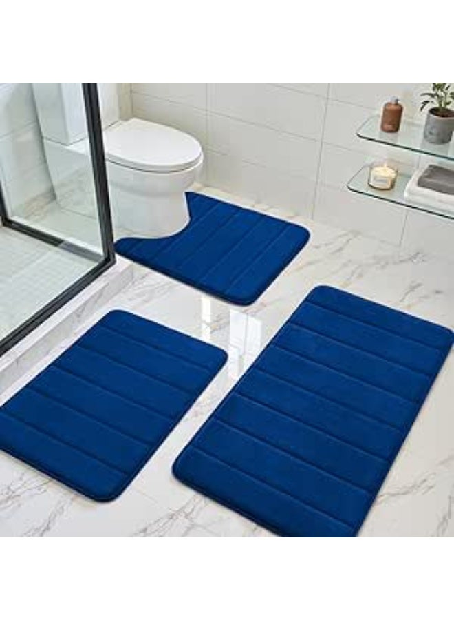 MIXSNOW Memory Foam Bathroom Rug Set, 3 Piece, Non Slip, Extra Soft, Absorbent Bath Mats, Machine Washable - Image 1